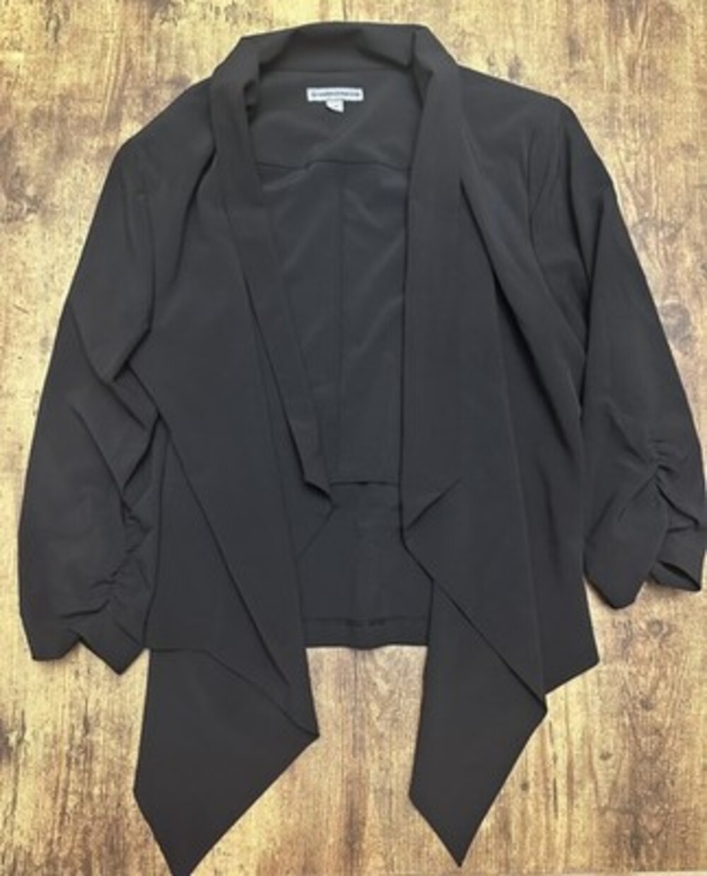 Warehouse One Women's Black Open Front Drape Blazer - Large